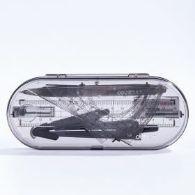 8pcs Deli Compass Ruler Set With Ruler Protractor Compass Eraser 0.7mm Lead Refills Mechanical Pencil Simple Multifunctional Portable Student Dra