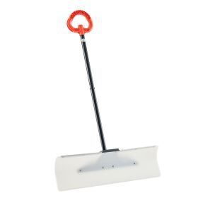 Snow Pusher Shovel, 30 in Outdoor Snowplow Shovel with Ergonomic Grip, HDPE Plastic Blade, Winter Shovels with Segmented Handle, Metal Edged Stri