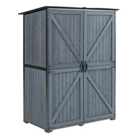 Outdoor Storage Cabinet 55.1"L X 29.1"W X 68.9"H, Garden Shed Tool Shed with Metal Frame Structure for Backyard Garden Patio Lawn (Blue Gray)