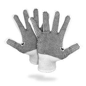 PVC Dotted Gloves Medium, Pack of 12, Single Side Dots, Unisex, Protective Glove